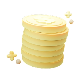 Stack of gold coins with sparkles